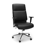 High Back Leather Manager Chair with Chrome Base, Black (568-BLK)