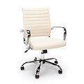 Essentials by OFM Soft Ribbed Bonded Leather Executive Conference Chair, Ivory (ESS-6095-IVY)