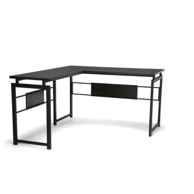 Essentials by OFM L Desk with Metal Legs, Espresso with Black Frame (ESS-1020-BLK-ESP)
