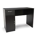 Essentials by OFM Single Pedestal Solid Panel Office Desk with Drawer and Cabinet, Espresso (ESS-1015-ESP)