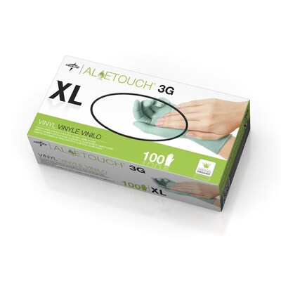 Aloetouch® 3G Powder-free Latex-free Synthetic Vinyl Exam Gloves, Green, XL, 9" L, 1000/Pack