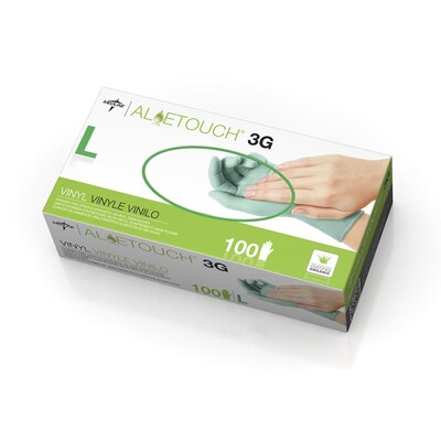 Aloetouch 3G Powder Free Green Vinyl Gloves, Large, 1000/Carton (MDS195176)