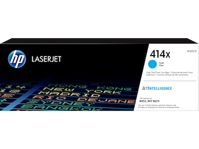 HP 414X Cyan High Yield Toner Cartridge, Print Up to 6000 Pages (W2021X)