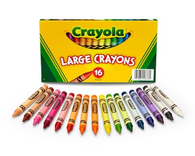 Crayola Large Crayons, Assorted Colors,16 Per Box (52-0336)