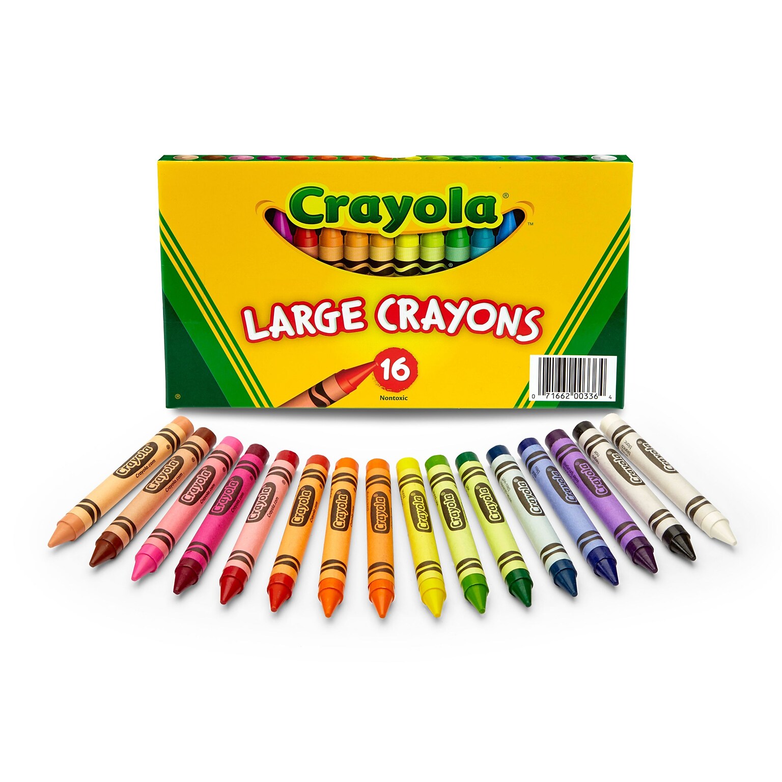 Crayola Large Crayons, Assorted Colors,16 Per Box (52-0336)