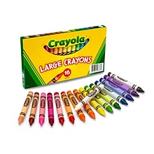 Crayola Large Crayons, Assorted Colors,16 Per Box (52-0336)