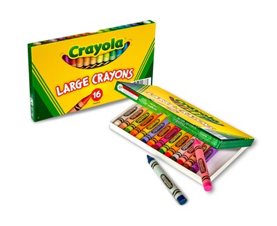 Crayola Large Crayons, Assorted Colors,16 Per Box (52-0336