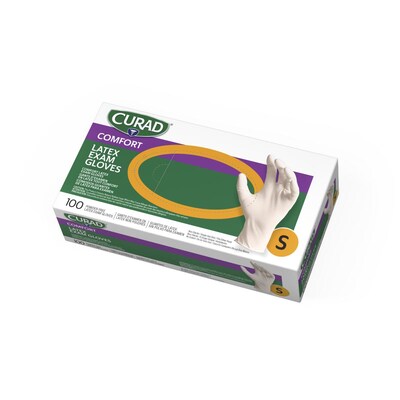 Curad Powder Free Beige Latex Gloves, Small, 1000/Carton (CUR8104)