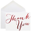 JAM Paper® Thank You Cards Set, White with Red Script, 10/pack (D41113TYRMB)
