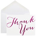 JAM Paper® Thank You Cards Set, White with Pink Script, 10/pack (D41113TYPMB)