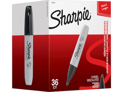 Sharpie Permanent Markers, Chisel Tip, Black, 36/Pack (2083007)