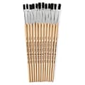 Charles Leonard Creative Arts Natural Stubby Handle Flat Easel Paint Brushes, 1/4 Wide, Black Bristle, 12/Pack (73125)