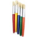 Charles Leonard Creative Arts 7.5 Stubby Handle Round Paint Brushes, Natural Hog Bristle, 5/Pack (73205)