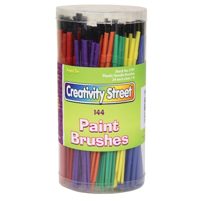 Chenille Kraft® Creativity Street® Plastic Handle Brushes, Assorted Sizes, 144/Pack (PAC5187)