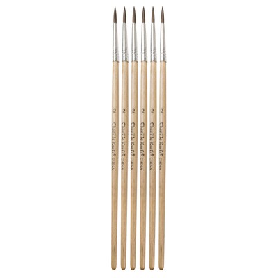 Chenille Kraft® Creativity Street® Paint Brushes, Tapered Camel Hair Watercolor Brush, Size 2, 6/Pack (PAC5945)