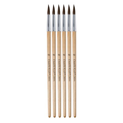 Chenille Kraft® Creativity Street® Paint Brushes, Tapered Camel Hair Watercolor Brush, Size 10, 6/Pack (PAC5940)