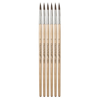 Chenille Kraft® Creativity Street® Paint Brushes, Tapered Camel Hair Watercolor Brush, Size 7, 6/Pack (PAC5948)