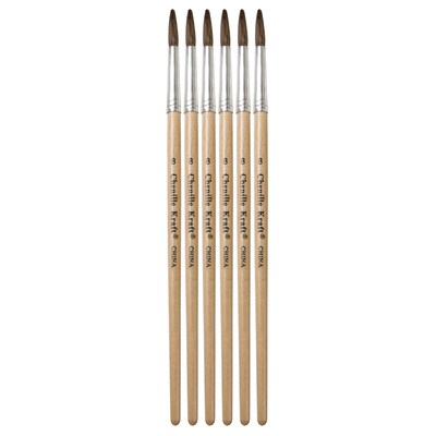 Chenille Kraft® Creativity Street® Paint Brushes, Tapered Camel Hair Watercolor Brush, Size 8, 6/Pack (PAC5949)