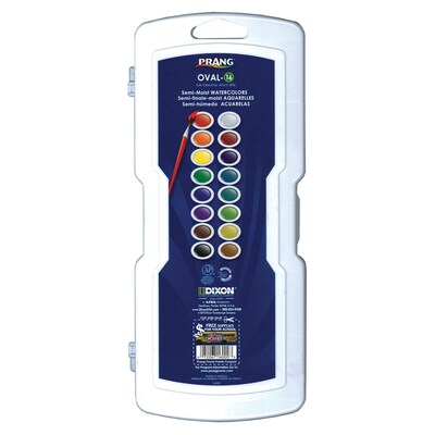Prang® Oval Watercolors with Brush, 16 Color Set with Brush