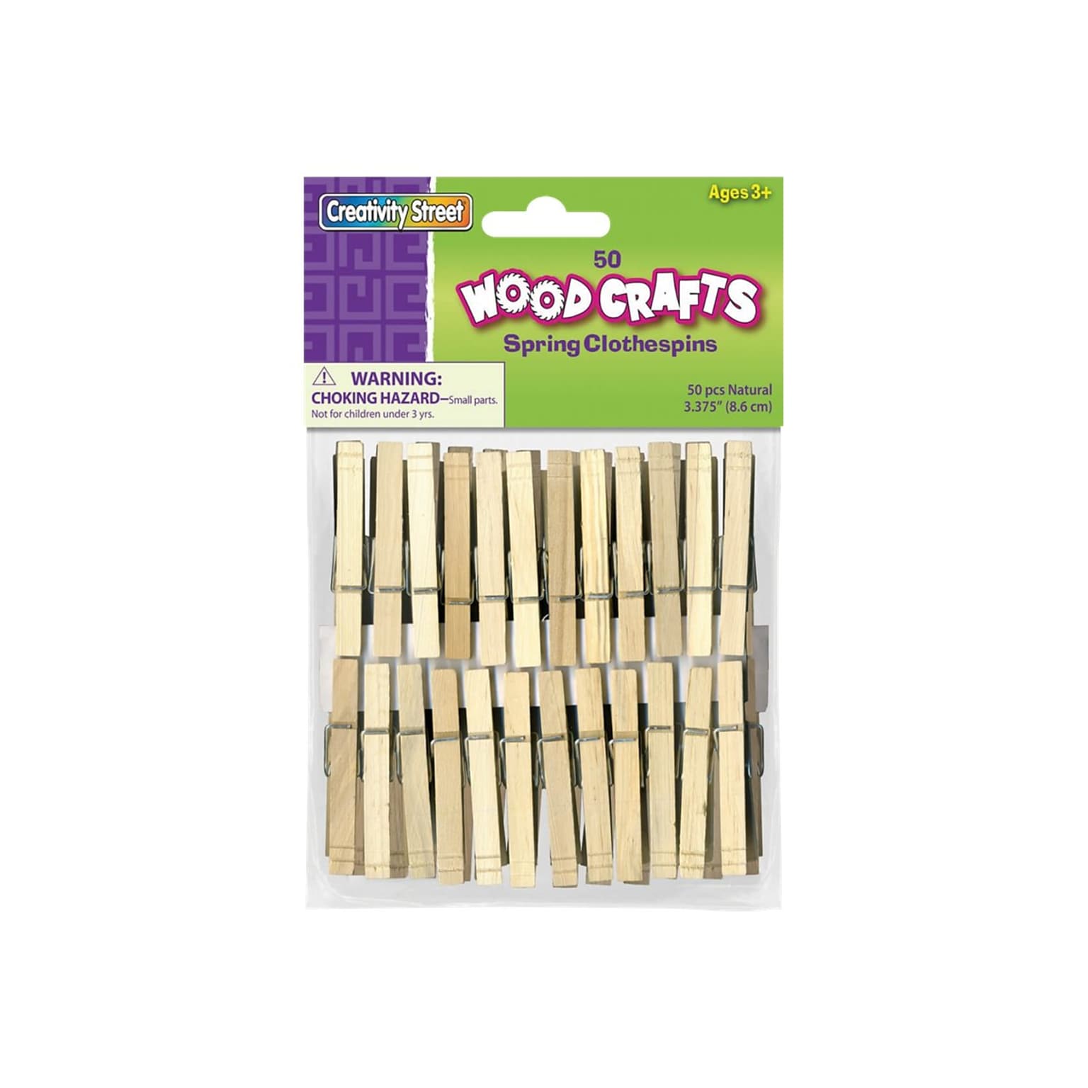CREATIVITY STREET Woodcrafts Wood Clothespins, Natural, 50-Count (CKC365801)