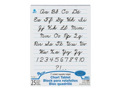 Pacon 32 X 24 Cursive Cover Chart Tablet, Ruled, White, 25 Sheets (74610)