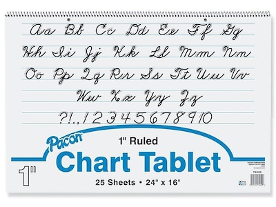 Pacon 16 X 24 Cursive Cover Chart Tablet, Ruled, White, 25 Sheets (0074620)