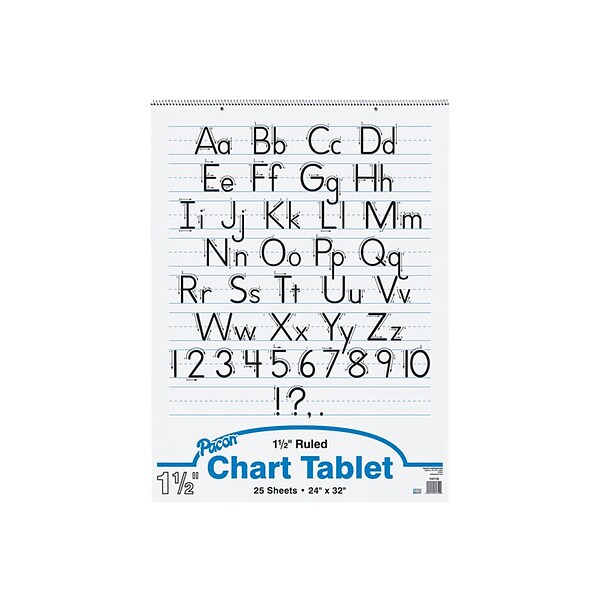 Pacon 32 x 24 Manuscript Cover Chart Tablet, Ruled, White, 25 Sheets (74710)