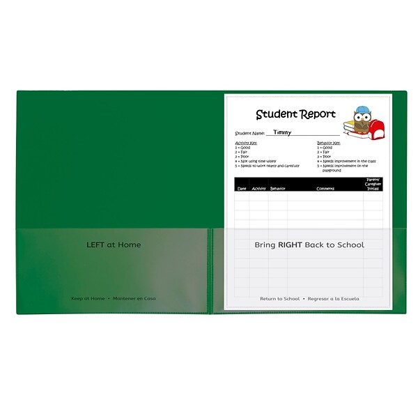 C-Line Classroom Connector School-to-Home Heavyweight File Folder, Letter Size, Green, 25/Box (CLI32003)