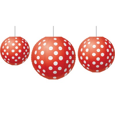 Teacher Created Resources Red Polka Dots Paper Lanterns, 3/Set (TCR77227)