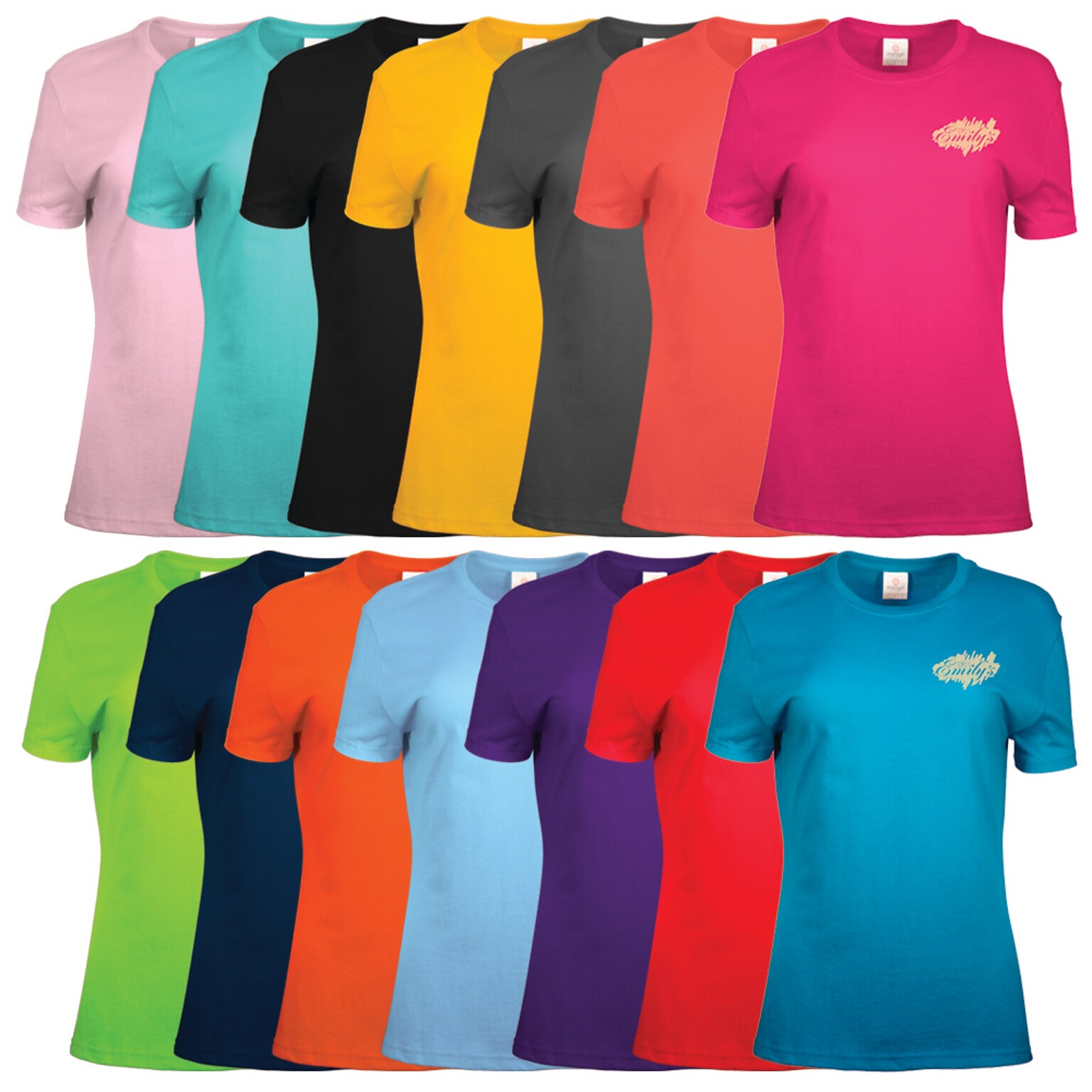 Custom Screen Printed Ladies 100% Cotton Colored T-Shirt