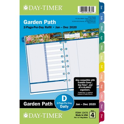 2020 Day-Timer 5 1/2 x 8 1/2 Refill, Garden Path 2-Page Per Day, White (13476-2001)