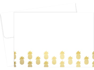Great Papers! Golden Foil Pineapple Matte Personal Thank You Notecards, White/Gold, 50/Pack (2019079