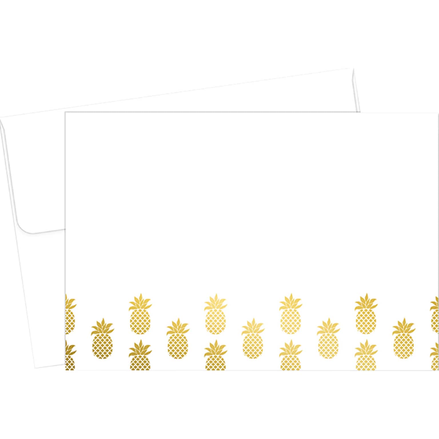 Great Papers! Golden Foil Pineapple Matte Personal Thank You Notecards, White/Gold, 50/Pack (2019079)