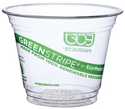 Eco-Products GreenStripe Cold Cups, 9 Oz., Green/Transparent, 50/Pack (EP-CC9S-GSPK)