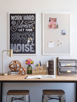U Brands Cork Linen Bulletin Board, White Decor Frame, 30" x 20" (2074U00-01)