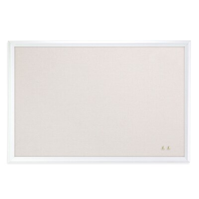 U Brands Cork Linen Bulletin Board, White Decor Frame, 30" x 20" (2074U00-01)
