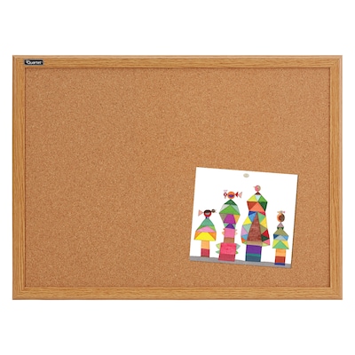Quartet® Cork Bulletin Board, 17" x 23", Oak Finish Frame
