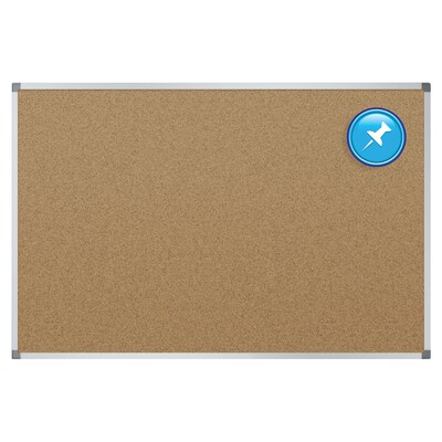 Quartet Basic Cork Bulletin Board, Aluminum Frame, 3H x 4W (85347)