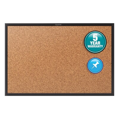 Quartet Classic Cork Bulletin Board, Black Frame, 2W x 1.5H (2301B)