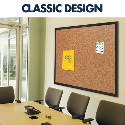 Quartet Classic Cork Bulletin Board, Black Frame, 2'W x 1.5'H (2301B)