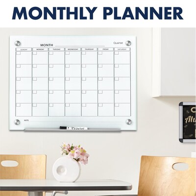 Quartet Infinity Magnetic Glass Calendar Dry-Erase Whiteboard, 3' x 2' (GC3624F)