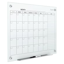 Quartet Infinity Magnetic Glass Calendar Dry-Erase Whiteboard, 4 x 3, Frameless (GC4836F)