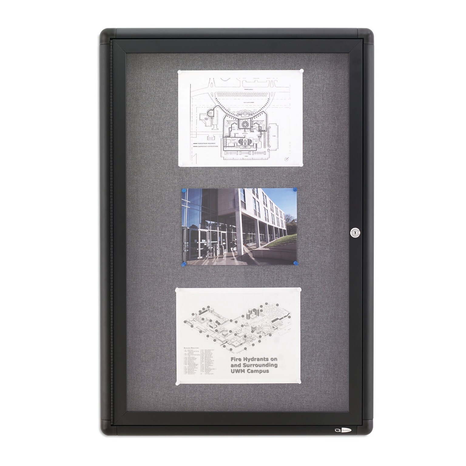 Quartet Fabric Enclosed Bulletin Board, Graphite Frame, 3H x 2W (2363L)