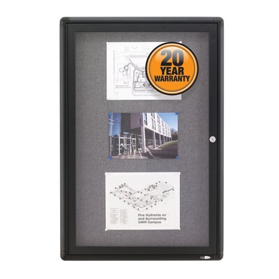 Quartet Fabric Enclosed Bulletin Board, Graphite Frame, 3'H x 2'W (2363L)