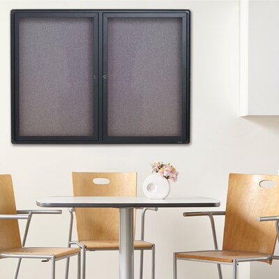 Quartet Fabric Enclosed Bulletin Board, Graphite Frame, 3'H x 4'W (2364L)