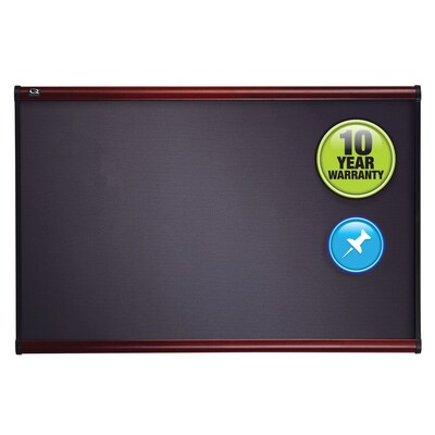 Quartet Prestige Plus Diamond Mesh Fabric Bulletin Board, Mahogany Frame, 2H x 3W (B443M)