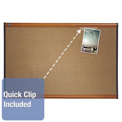 Quartet Prestige Cork Bulletin Board, Cherry Frame, 2'H x 3'W (B243LC)