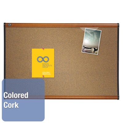 Quartet Prestige Cork Bulletin Board, Cherry Frame, 2'H x 3'W (B243LC)