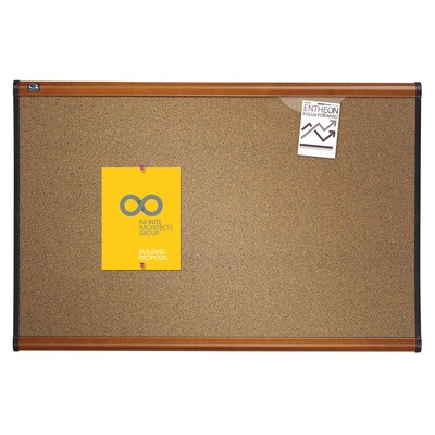 Quartet Prestige Cork Bulletin Board, Cherry Frame, 2'H x 3'W (B243LC)
