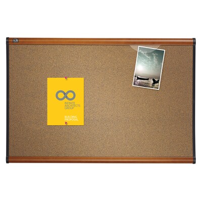 Quartet Prestige Cork Bulletin Board, Cherry Frame, 2'H x 3'W (B243LC)